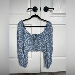 wild fable puff long sleeve sweat heart milkmaid crop top